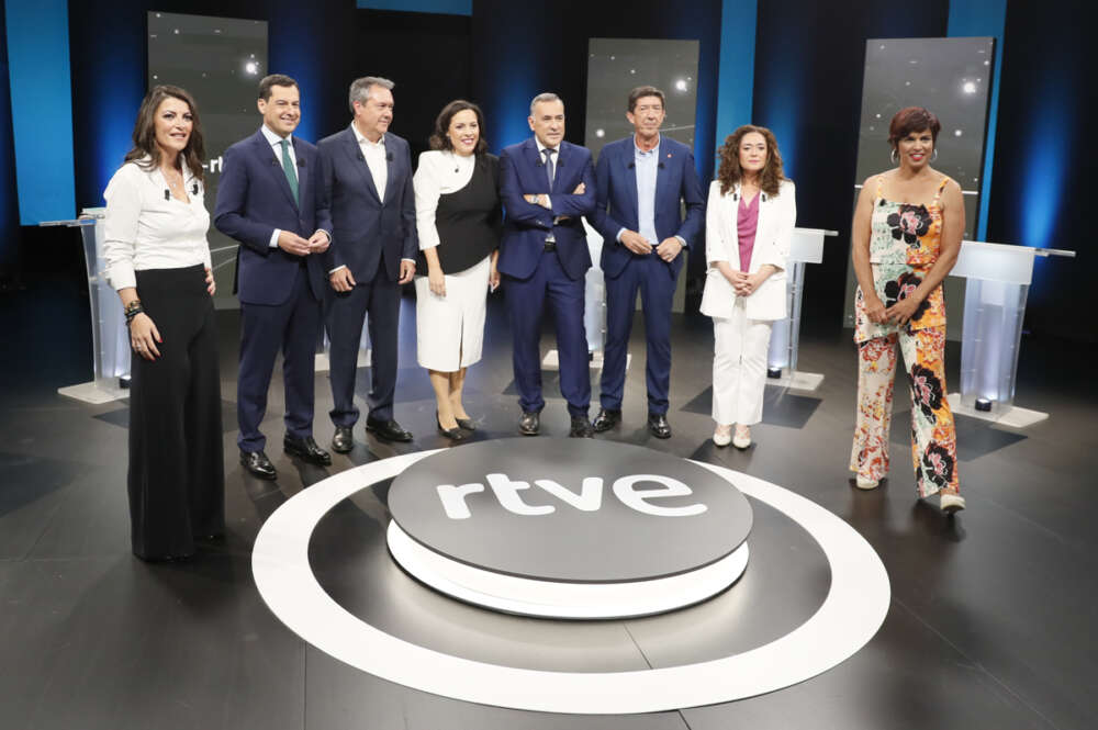 Los candidatos a la Presidencia de la Junta de Andalucía, minutos antes del debate.