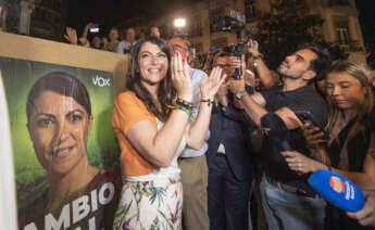 Macarena Olona, candidata de Vox a la presidencia de la Junta de Andalucía, arranca la campaña electoral este jueves en Granada. EFE/miguel angel molina