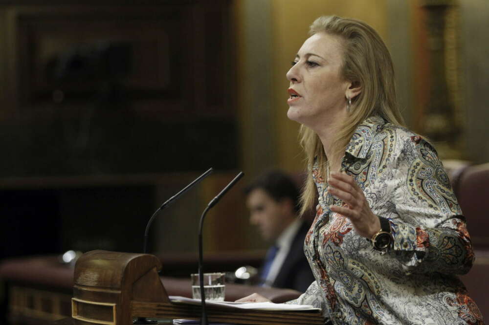 GRA297. MADRID, 18/03/2014.- La diputada del PP Carolina España Reina, durante su intervención en el pleno celebrado esta tarde en el Congreso de los Diputados. EFE/Fernando Alvarado