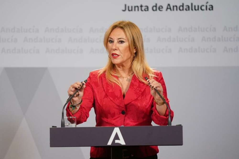Carolina España, consejera de Hacienda, Economía y Fondos Europeos, durante la rueda de prensa posterior al Consejo de Gobierno, en el Palacio de San Telmo.