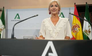 Patricia del Pozo, consejera de Desarrollo Educativo y Formación Profesional de la Junta de Andalucía, en la rueda de prensa posterior al consejo de Gobierno de este martes en la que abordó el caso de los nombramientos del Consejo Escolar de Andalucía.