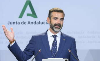 GRAFAND5382. SEVILLA, 03/10/2023.- El consejero de Sostenibilidad, Medio Ambiente y Economía Azul y portavoz del Gobierno, Ramón Fernández-Pacheco durante la rueda de prensa posterior al Consejo de Gobierno, que se ha celebrado hoy en el Palacio de San Telmo. EFE/ Raúl Caro.