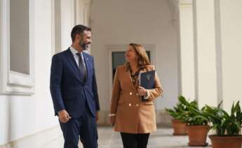 La consejera de Agricultura, Pesca, Agua y Desarrollo Rural, Carmen Crespo, y el portavoz del Gobierno Andaluz, Ramón Fernández Pacheco, a su llegada a la rueda de prensa del Consejo de Gobierno.