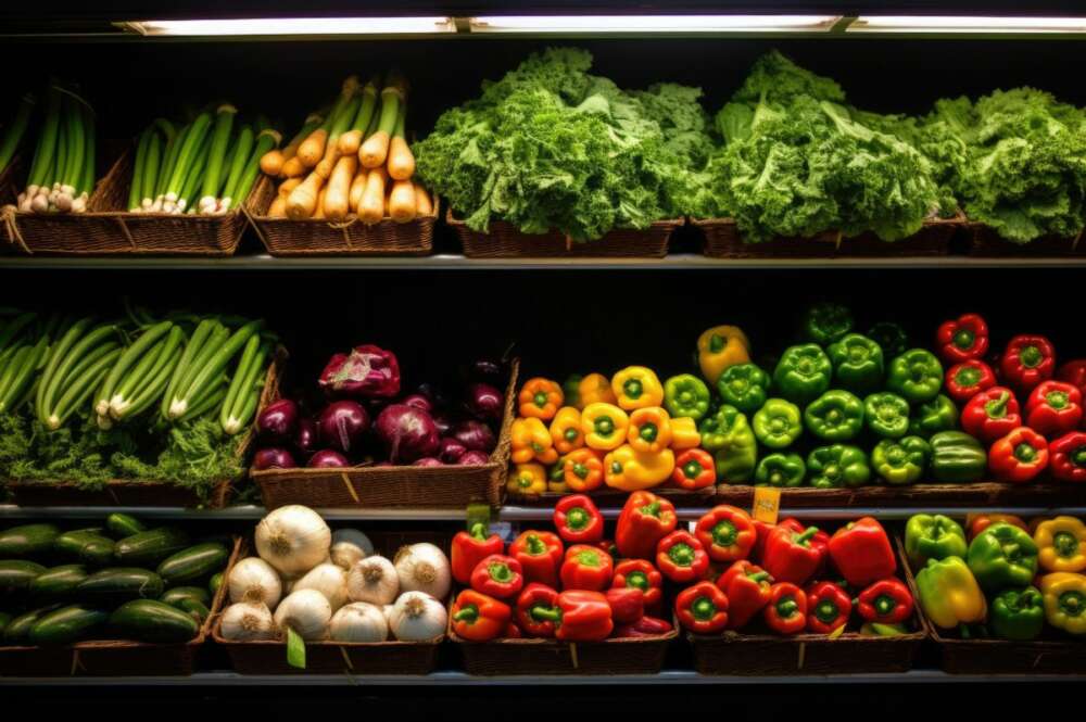 Un estante repleto de frutas y verduras. Foto: Servimedia.