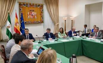 El secretario de Estado de Transportes y Movilidad Sostenible, José Antonio Santano, en la reunión de este miércoles con la Junta de Andalucía y los ayuntamientos de municipios de Cádiz y Málaga.