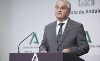 El presidente de Bidafarma, Antonio Mingorance, en el Palacio de San Telmo (Sevilla) en 2022.
