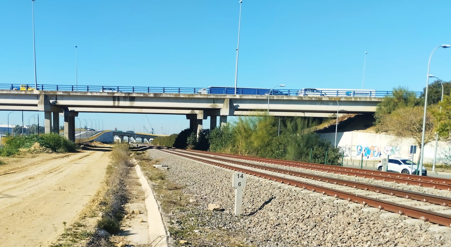 Playa de vías del puerto de Sevilla. Foto: DSV Constructora y Ferroviaria.