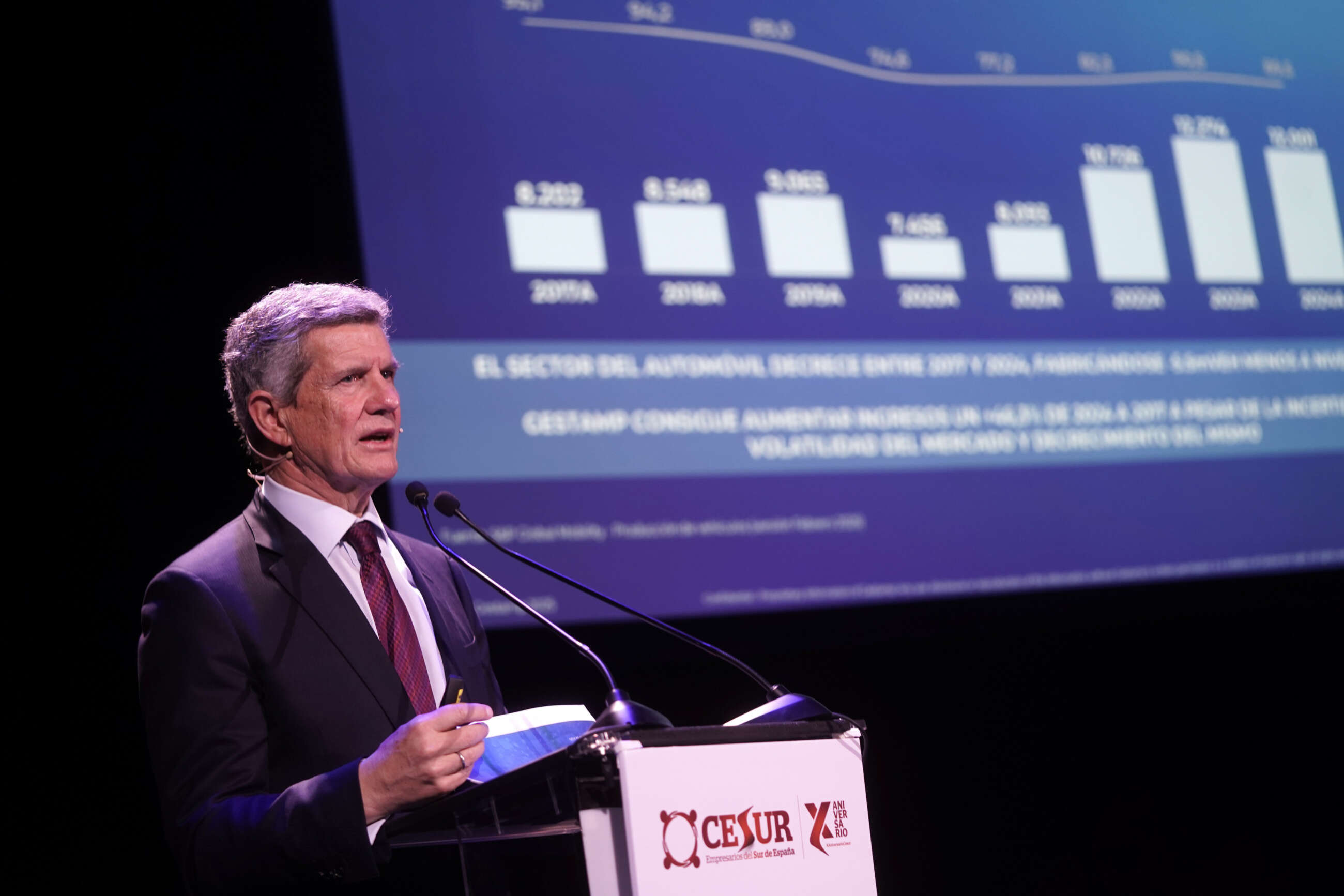 Francisco J. Riberas, presidente ejecutivo de Gestamp, durante su intervención en la jornada profesional ‘Los retos globales del sur de España’.