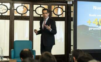Luis Alonso, director de suelo de la inmobiliaria Aliseda durante la presentación del plan ‘Suelo 4.0’ en Sevilla.