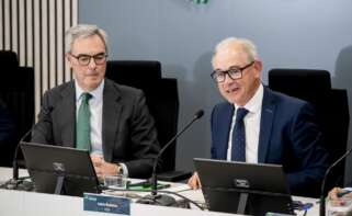 El presidente de Unicaja, José Sevilla, y el CEO de la entidad, Isidro Rubiales, durante la pasada presentación de resultados anuales.