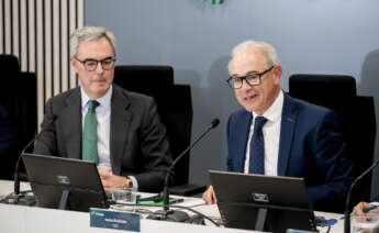 El presidente de Unicaja, José Sevilla, y el CEO de la entidad, Isidro Rubiales, durante la pasada presentación de resultados anuales.