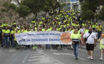 Manifestación de trabajadores de Acerinox en Los Barrios (Cádiz) a 1 de junio de 2024.