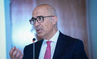 El presidente de Airbus España, Francisco Javier Sánchez, durante su intervención en la jornada 'Andalucía Aero Day’.