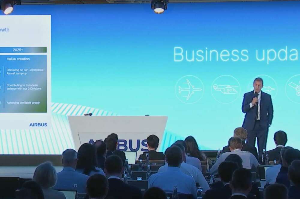 Guillaume Faury, CEO de Airbus, en la presentación de actualización del negocio a 18 de junio de 2025.