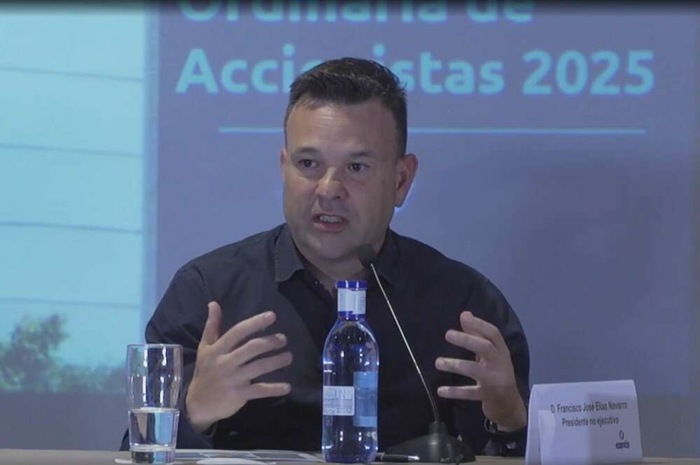 José Elías, presidente de Ezentis, durante la última junta general de accionistas de la empresa sevillana.