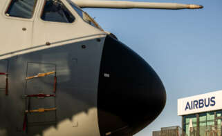 Avión alemán del modelo A400M durante el Salón Internacional de la Aeronáutica y el Espacio de París-Le Bourget.