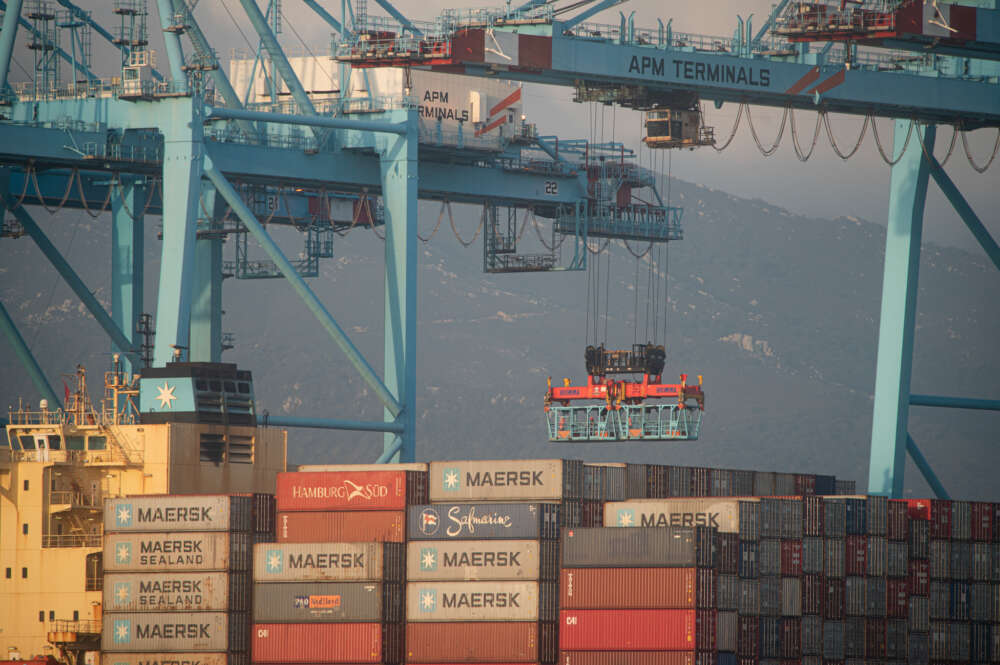 Buques de Maersk en la terminal del Puerto de Algeciras.