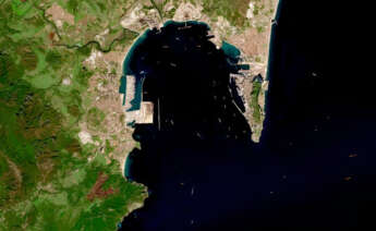 Vista satelital de la Bahía de Algeciras.