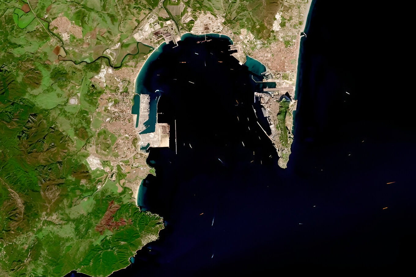 Vista satelital de la Bahía de Algeciras.