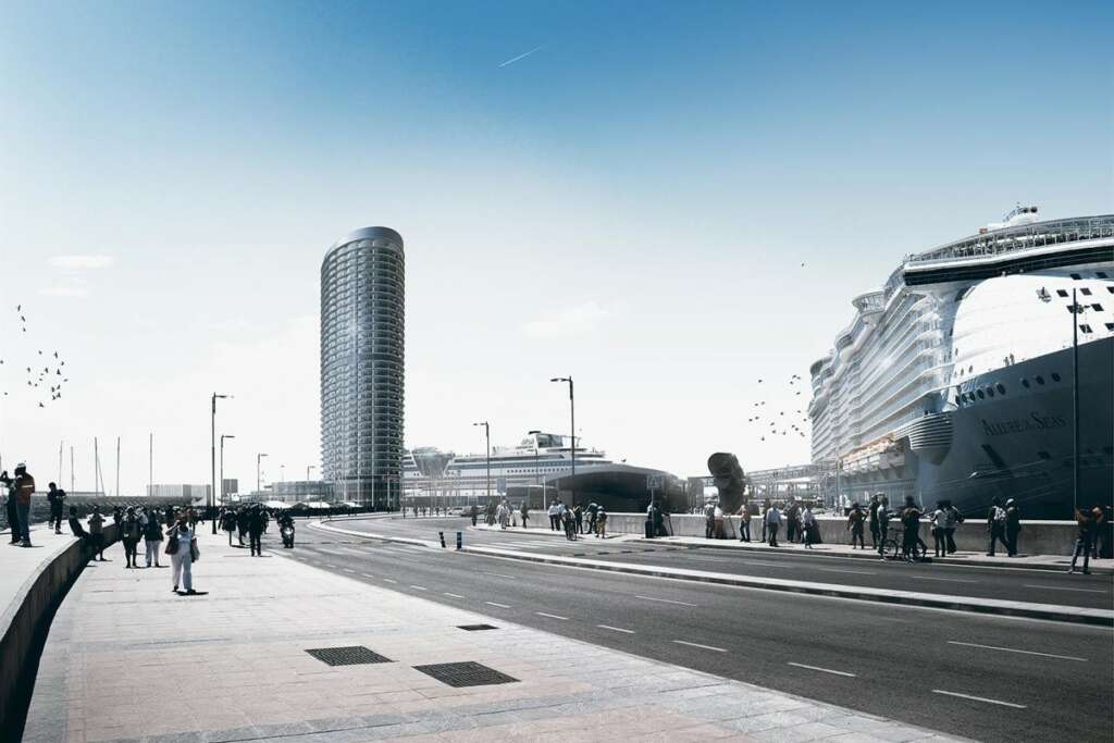 Proyección de la torre que acogerá al hotel promovido por Hesperia y Al Alfia en Málaga.