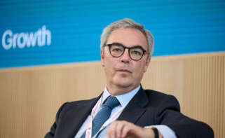 El presidente de Unicaja, José Sevilla, durante un encuentro del sector bancario en Madrid.