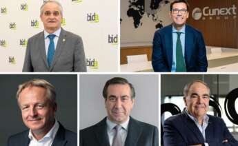 Antonio Mingorance, presidente de Bidafarma; Dámaso Quintana, presidente de Cunext Copper; Marteen Wetselaar, CEO de Moeve; Bernardo Velázquez, CEO de Acerinox; y Antonio Luque, presidente de Dcoop.