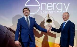 Alberto Hernández, CEO de Energy Solar Tech, y Abel Martín, exconsejero ejecutivo de la compañía, durante su salida en BME Growth.