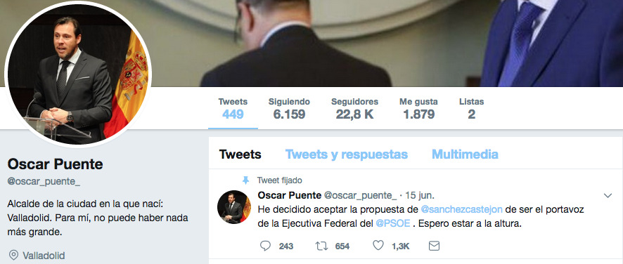 Twitter de Oscar Puente