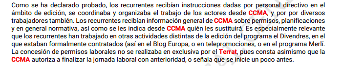 Fragmento de la sentencia contra la CCMA y El Terrat. 