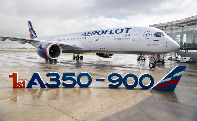 Aeroflot recibe su primer A350-900 Toulouse, 28 de febrero de 2020 con cartas. Fuente: Airbus.