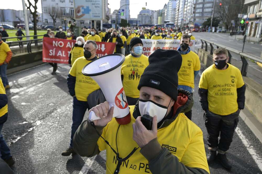 Imagen de la manifestación de trabajadores de Siemens Gamesa, Endesa y Alu Ibérica en A Coruña