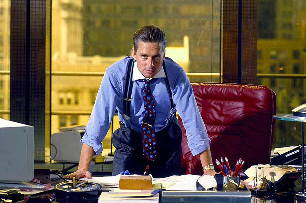 Michael Douglas en la película Wall Street, de Oliver Stone
