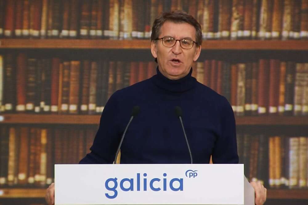 El presidente del PP de Galicia, Alberto Núñez Feijóo, durante el Comité Ejecutivo del partido el 13 de marzo de 2021. - PPDEG