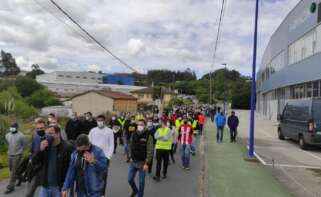 Protesta de los trabajadores de Caamaño en el concello de Culleredo