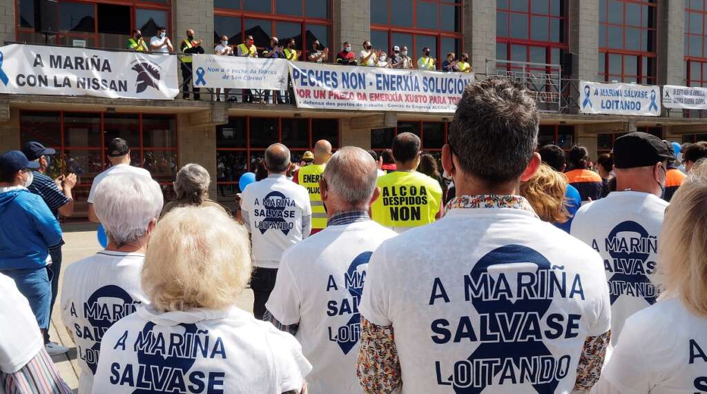 Manifestación en Lugo para reclamar una salida industrial viable para Alcoa San Cibrao. EFE/Brais Lorenzo