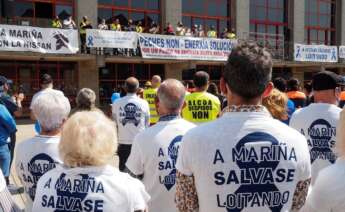Manifestación en Lugo para reclamar una salida industrial viable para Alcoa San Cibrao. EFE/Brais Lorenzo
