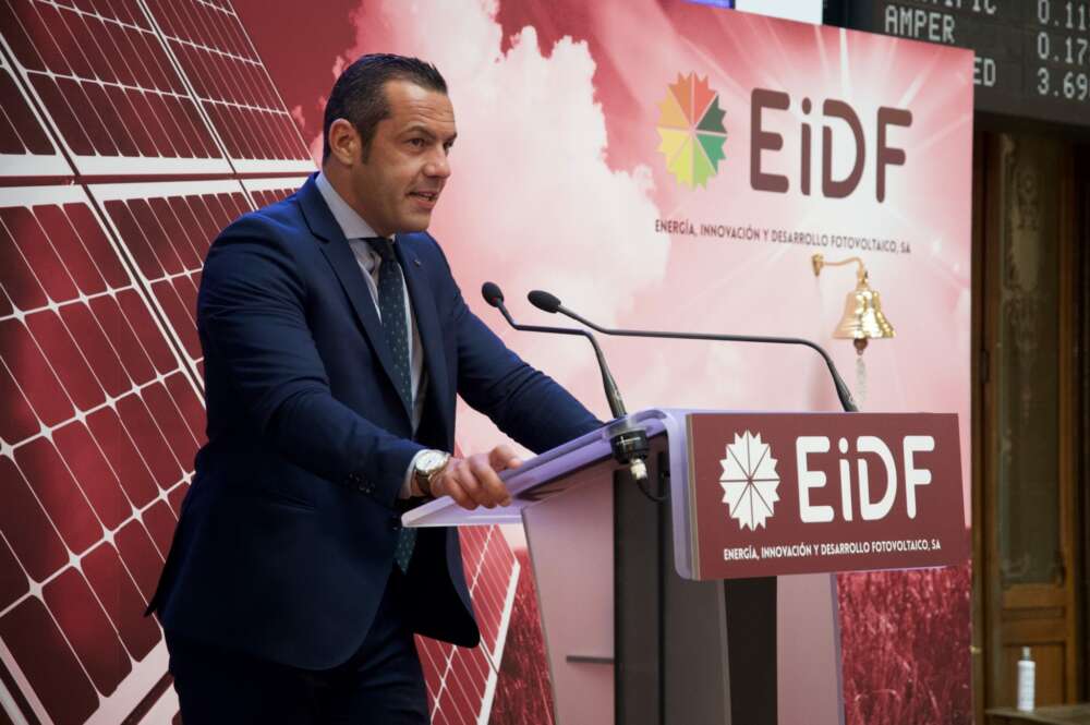 Fernando Romero, máximo accionista EiDF, durante su intervención en el estreno de la compañía en el MAB