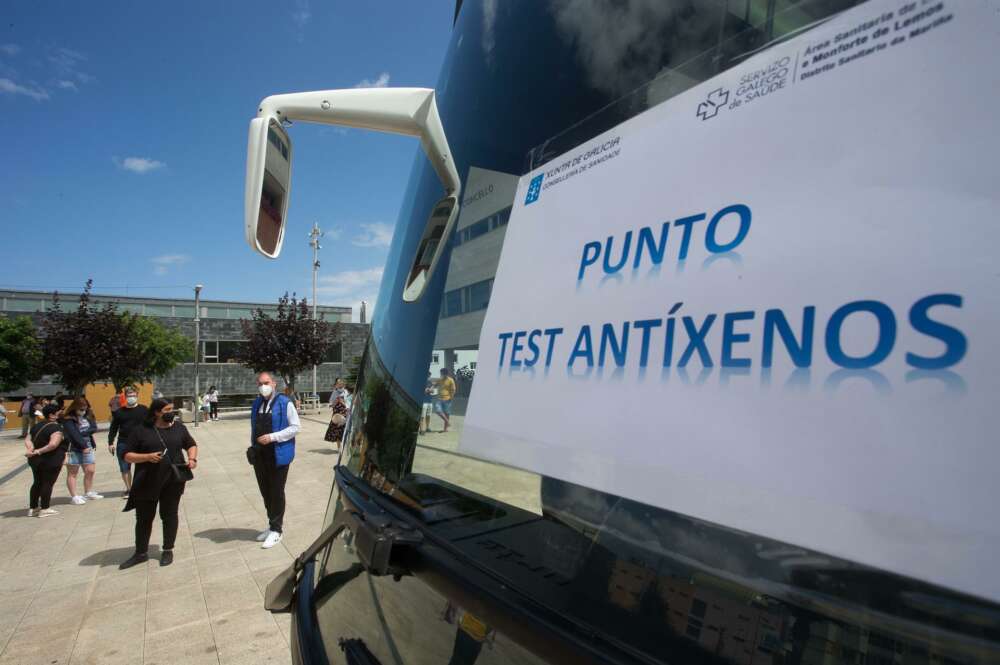 Imagen de un punto de test de antígenos en Galicia. Europa Press