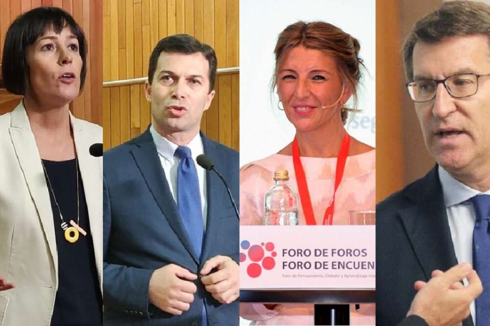 Ana Pontón, Gonzalo Caballero, Yolanda Díaz y Alberto Núñez Feijóo