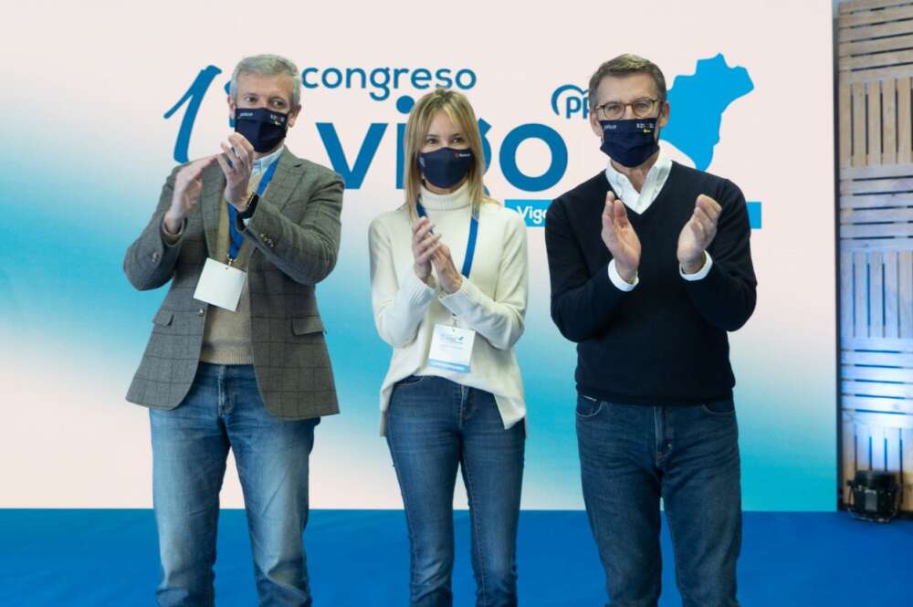 Alfonso Rueda, Marta Fernández Tapias y Alberto Núñez Feijóo