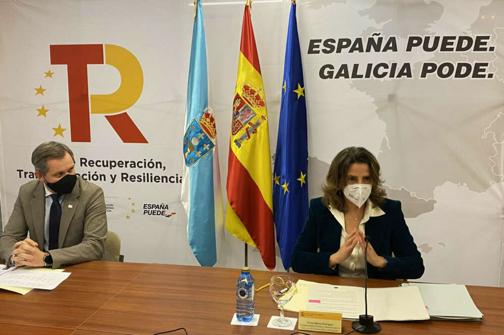 La ministra de Transición Ecológica, Terea Ribera, en la reunión mantenida con empresas y asociaciones sobre el PERTE de las energías renvables