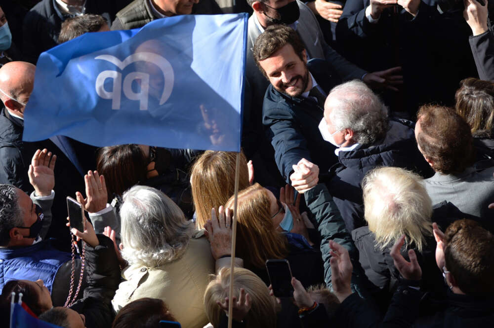 Pablo Casado en el cierre de campaña del PP en las elecciones de Castilla y León. Foto: EFE
