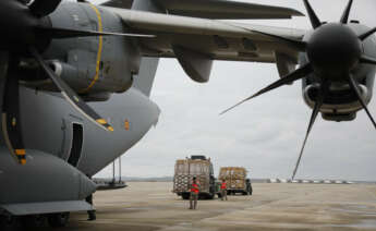 Aviones A400M del Ejército español parten hacia Ucrania con 20.000 kilos de equipos de protección individual y material sanitario