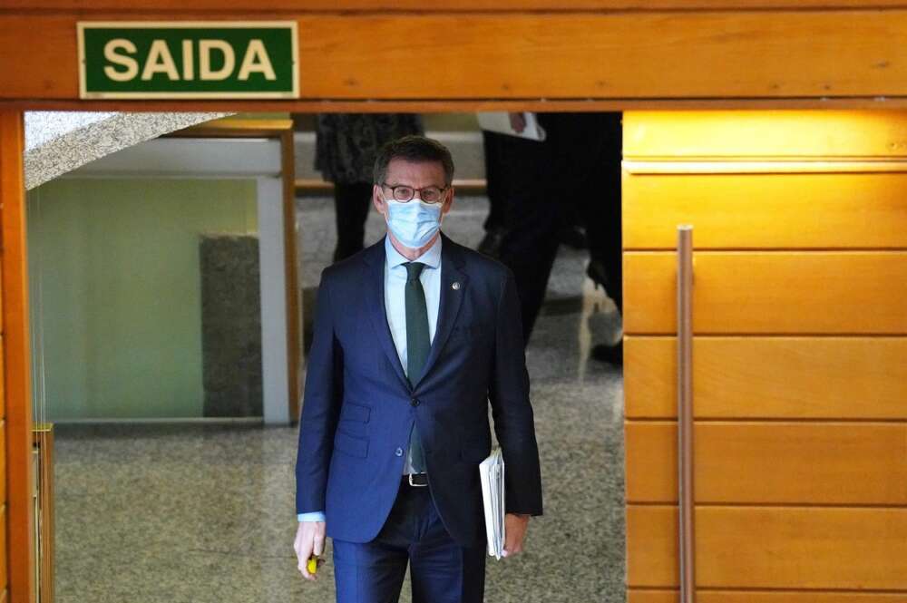 Alberto Núñez Feijóo, esta semana, tras su intervención en el Parlamento gallego. Foto: EP