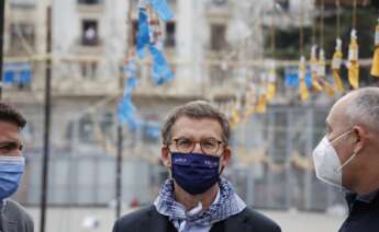 Feijóo en Valencia, en una de sus primeras paradas en la campaña de primarias del PP, en la que es el único candidato. Foto: Europa Press