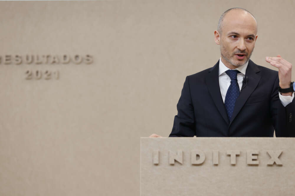 Óscar García Maceiras, consejero delegado de Inditex en la presentación de los resultados anuales 2021. EFE/Cabalar