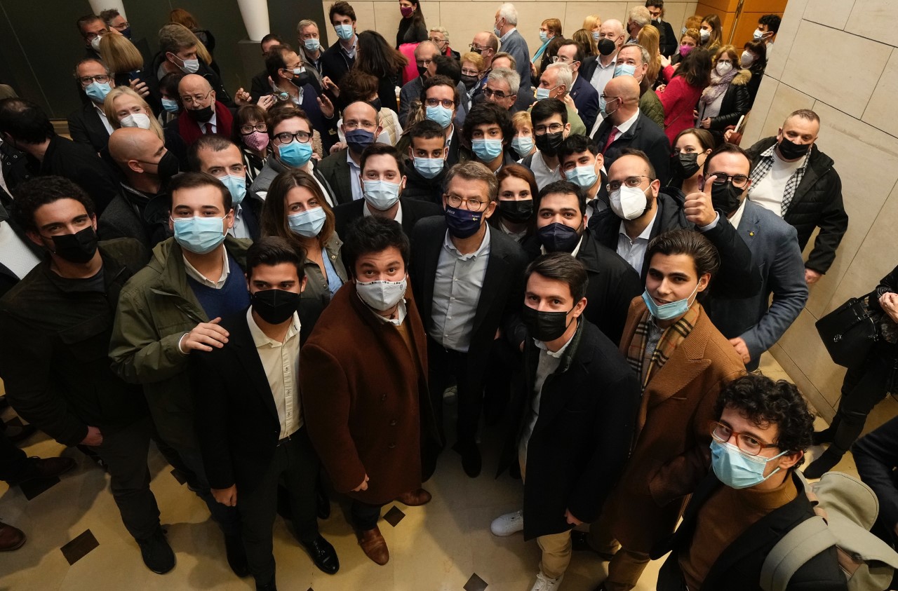 Alberto Núñez Feijóo en un acto de campaña en Barcelona