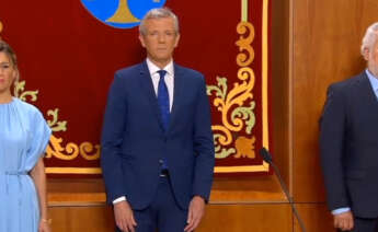 Alfonso Rueda, Yolanda Díaz y Miguel Santalices