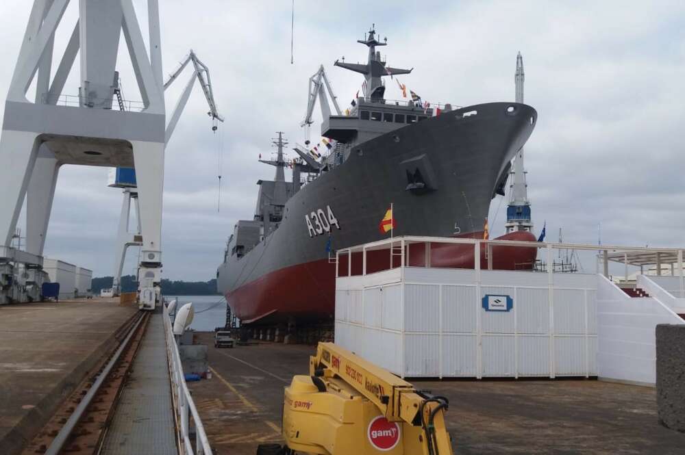 Botadura del buque logístico de la Armada australiana 'Stalwart' en Navantia