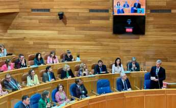 Alfonso Rueda en una intervención en el Parlamento gallego